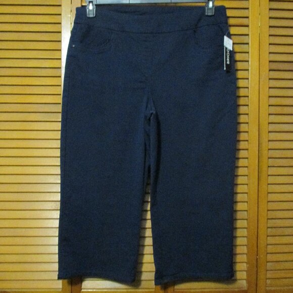 Briggs NEW capris wide legs navy blue pull on & stretchy with pockets size 18 - Picture 1 of 7